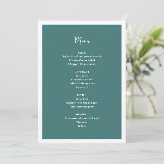 Menu Mariage bleu (Debout devant)