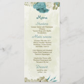 Menu mariage bleu blanc fleurs verdure (Devant)
