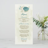 Menu mariage bleu blanc fleurs verdure (Debout devant)