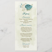Menu mariage bleu blanc fleurs verdure (Devant)