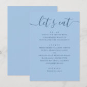 Menu Mariage Bleu ciel pastel. Dîner de réception, mang (Devant / Derrière)