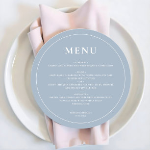 Menu Mariage bleu clair simple et moderne ronde