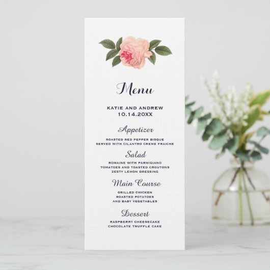 Menu Mariage bleu corail et marine (Debout devant)