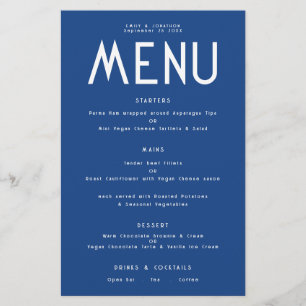 Menu Mariage bleu de texte simple Budget