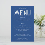 Menu Mariage bleu de texte simple Budget (Debout devant)