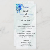 Menu Mariage bleu élégant personnalisé (Devant / Derrière)