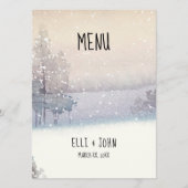 Menu Mariage bleu et blanc d'hiver (Devant)