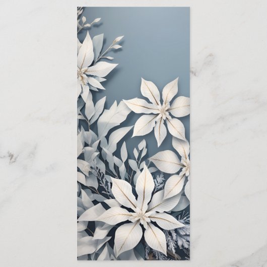 Menu mariage bleu et blanc pour mariage d'hiver (Dos)