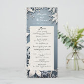 Menu mariage bleu et blanc pour mariage d'hiver (Debout devant)