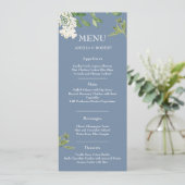 Menu Mariage bleu et blanc poussiéreux (Debout devant)