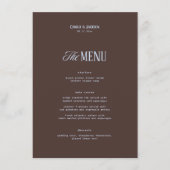 Menu Mariage Bleu et Marron (Devant)