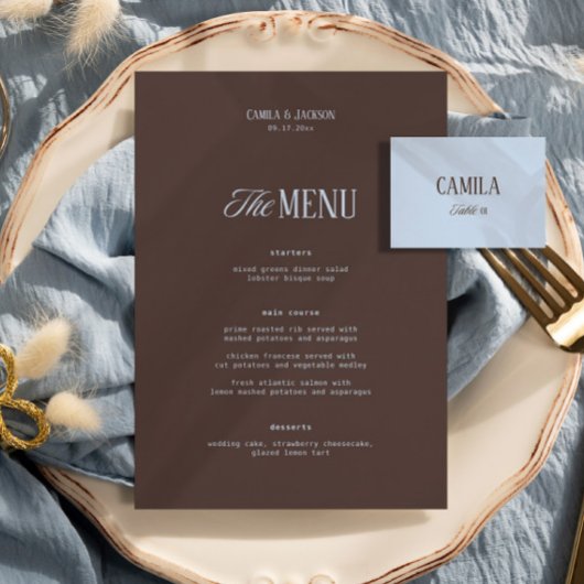 Menu Mariage Bleu et Marron