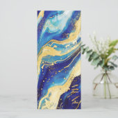 Menu Mariage bleu et or Abstrait de la Marine royale (Debout devant)