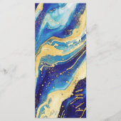 Menu Mariage bleu et or Abstrait de la Marine royale (Devant)