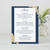 Menu Mariage bleu et or de la marine moderne (Debout devant)