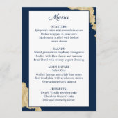 Menu Mariage bleu et or de la marine moderne (Devant)