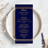 Menu Mariage bleu et or de luxe Marine