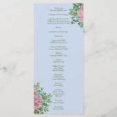 Menu Mariage bleu et rose Pastel Printemps Floral (Dos)