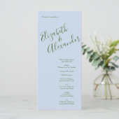 Menu Mariage bleu et rose Pastel Printemps Floral (Debout devant)