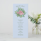 Menu Mariage bleu et rose Pastel Printemps Floral (Debout devant)