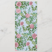 Menu Mariage bleu et rose Pastel Printemps Floral (Dos)