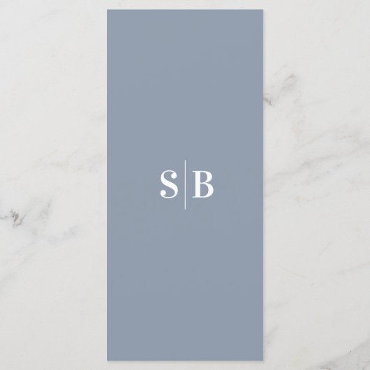 Menu Mariage bleu foncé couleur simple (Dos)