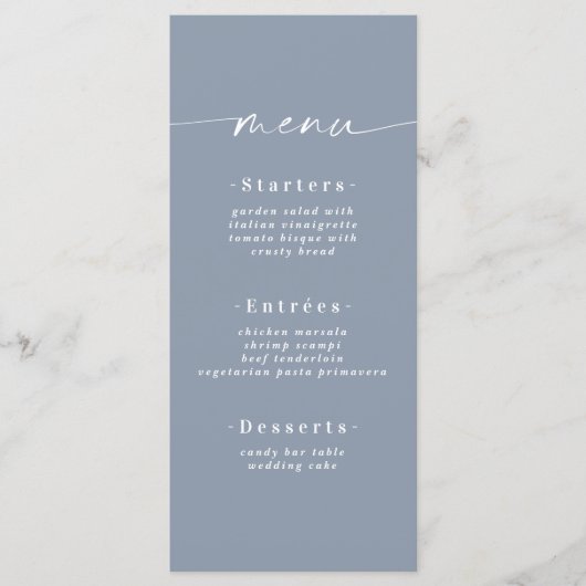 Menu Mariage bleu foncé couleur simple (Devant)