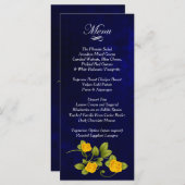 Menu Mariage bleu foncé et rose jaune (Devant / Derrière)