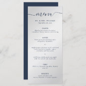 Menu Mariage bleu marine et argent (Devant / Derrière)