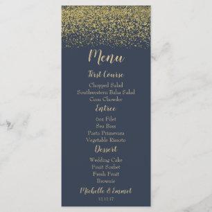 Menu Mariage bleu marine et diamant or