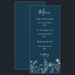 Menu Mariage bleu marine fleur sauvage Boho<br><div class="desc">Boho menu simple bleu marine fleur sauvage mariage menu.</div>