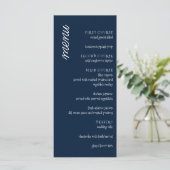 Menu Mariage bleu marine minimaliste classique (Debout devant)