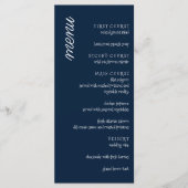 Menu Mariage bleu marine minimaliste classique (Devant)
