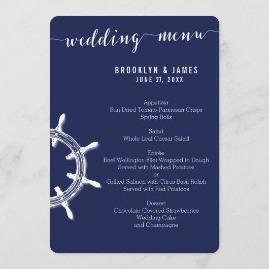 Menu Mariage bleu marine ronde sur mesure Roue (Devant)