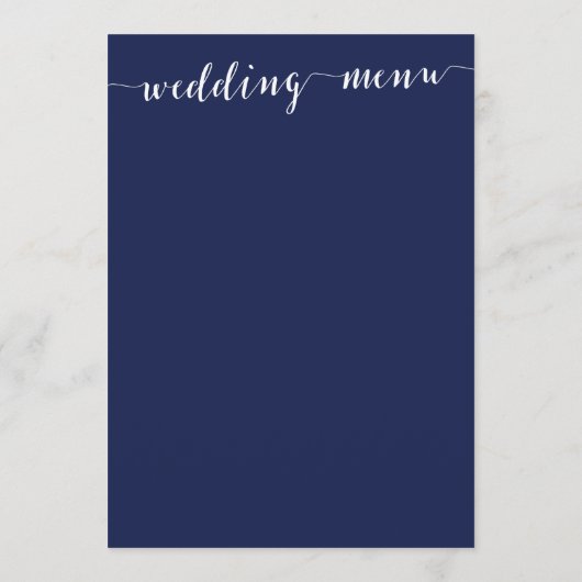 Menu Mariage bleu marine simple (Dos)