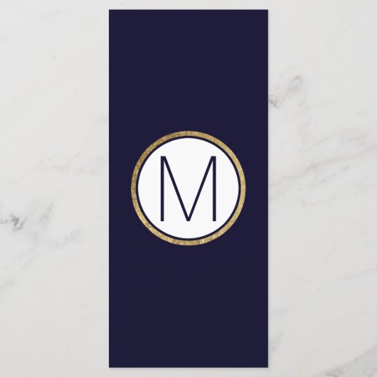 Menu Mariage bleu marine simple et moderne (Dos)