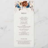 Menu Mariage Bleu Marine Terracotta Avec Programme (Dos)
