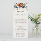 Menu Mariage Bleu Marine Terracotta Avec Programme (Debout devant)