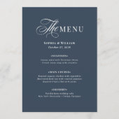 Menu Mariage Bleu Nuit et Blanc | Luxe Classique (Devant)