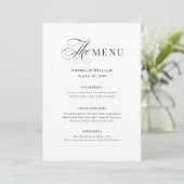 Menu Mariage Bleu Nuit et Blanc | Luxe Classique (Debout devant)