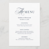 Menu Mariage Bleu Nuit et Blanc | Luxe Classique (Devant)