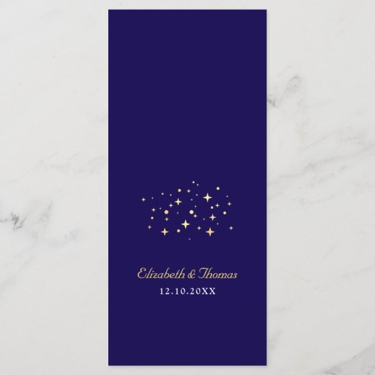 Menu Mariage bleu nuit étoile céleste (Dos)