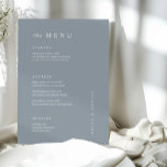 MENU Mariage bleu poussiéreux minimal<br><div class="desc">Ces cartes de menu mariage moderne et élégantes ou cartes de menu pour dîner de répétition présentent un design simple arrière - plan bleu et blanc. Ajoutez vos initiales ou votre monogramme pour les rendre complètement vôtres.</div>