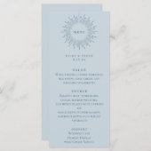 Menu Mariage bleu Sunburst Pastel moderne (Devant / Derrière)