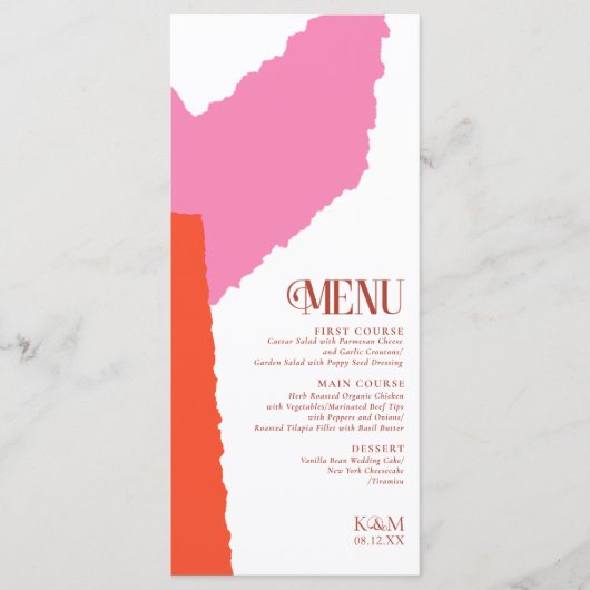 Menu Mariage Bloc de couleur - Été ID740 (Devant)