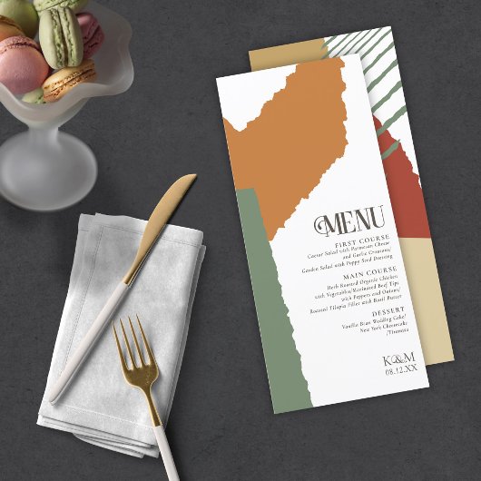 Menu Mariage Bloc de couleur Numéro d'automne740