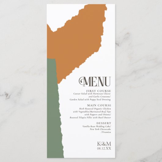 Menu Mariage Bloc de couleur Numéro d'automne740 (Devant)