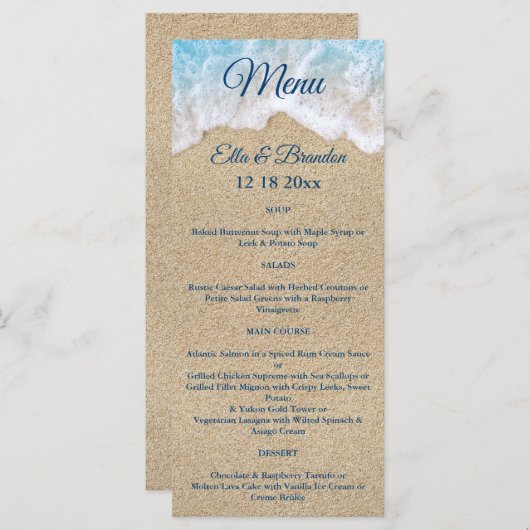 Menu Mariage Blue Beach Waves (Devant / Derrière)
