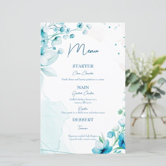 Menu mariage Blue Blossom & Breeze (Debout devant)