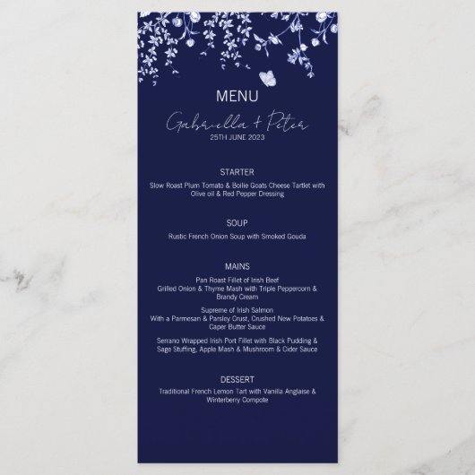 Menu Mariage Blue Chinoiserie (Devant)